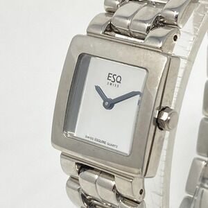 ESQ Swiss Watch Women 22mm Silver Tone Mirror Dial Minimal WR New Battery 7"